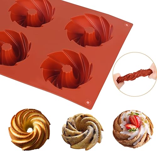 Miniatura 3 de Goensjt 3 moldes de silicona para tartas de 6 cavidades, molde de silicona antiadherente para hornear, moldes de silicona antiadherentes para