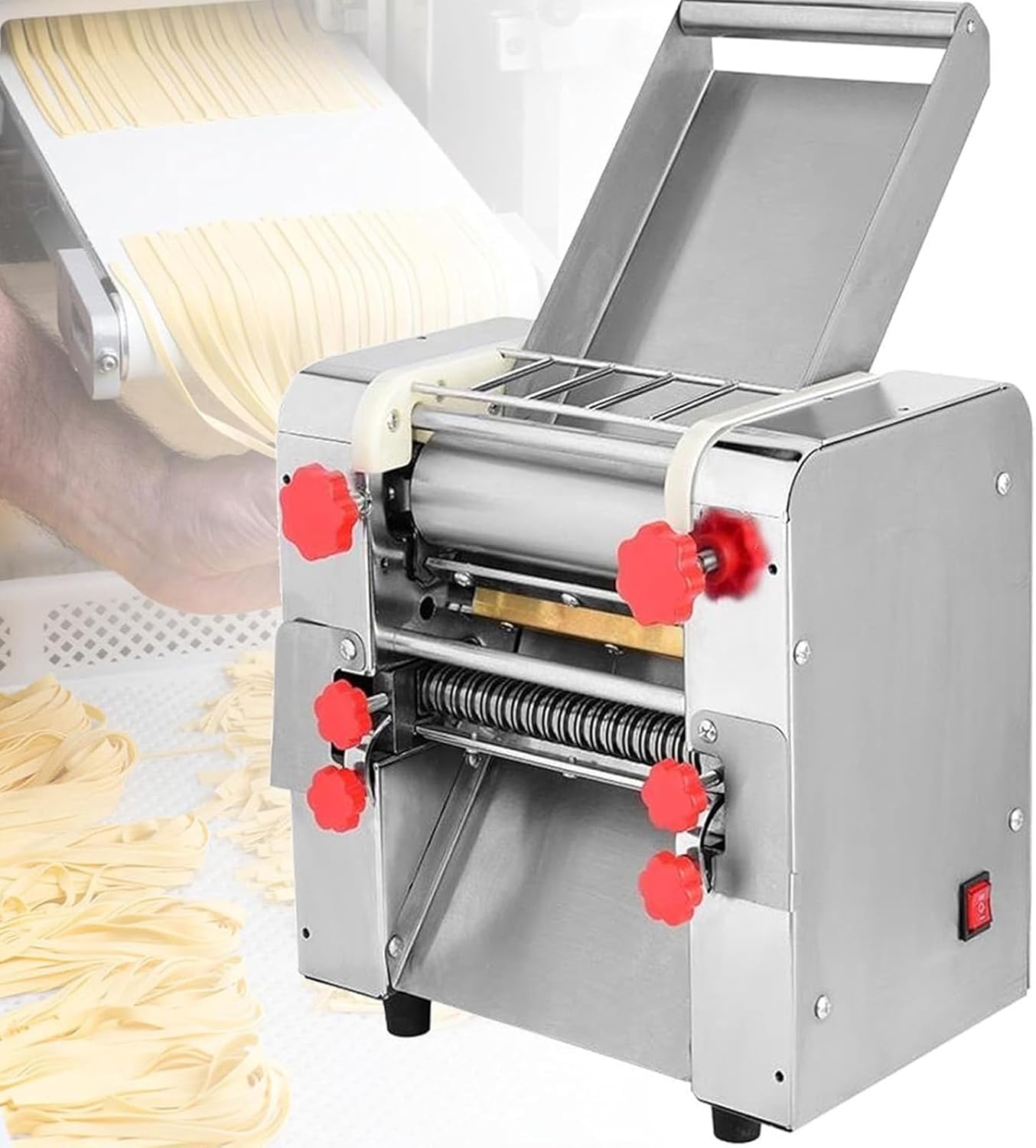Home Noodle Machine, Commercial Kneading All-in-One Machine, Commercial Stainless Steel Noodle Machine, Stainless Steel Fully Automatic Noodle Rolling Small Electric Noodle Machine,c