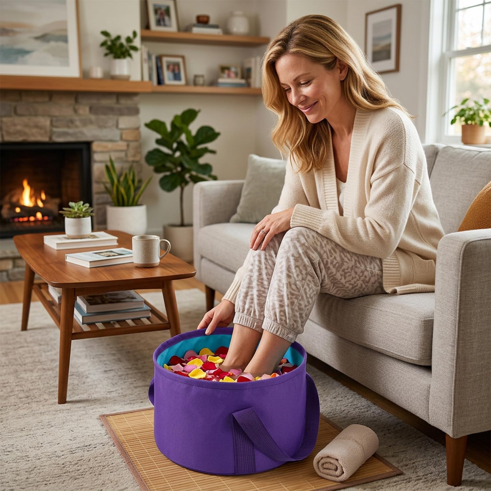Larrel Cubo plegable para remojar los pies, piscina spa portátil de viaje, baño de pies exterior