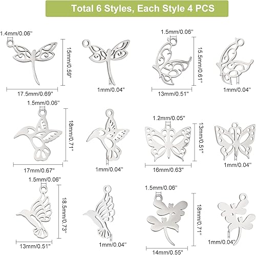Miniatura 2 de DICOSMETIC Colgantes de animales de acero inoxidable de libélula y colibrí para la fabricación de joyas