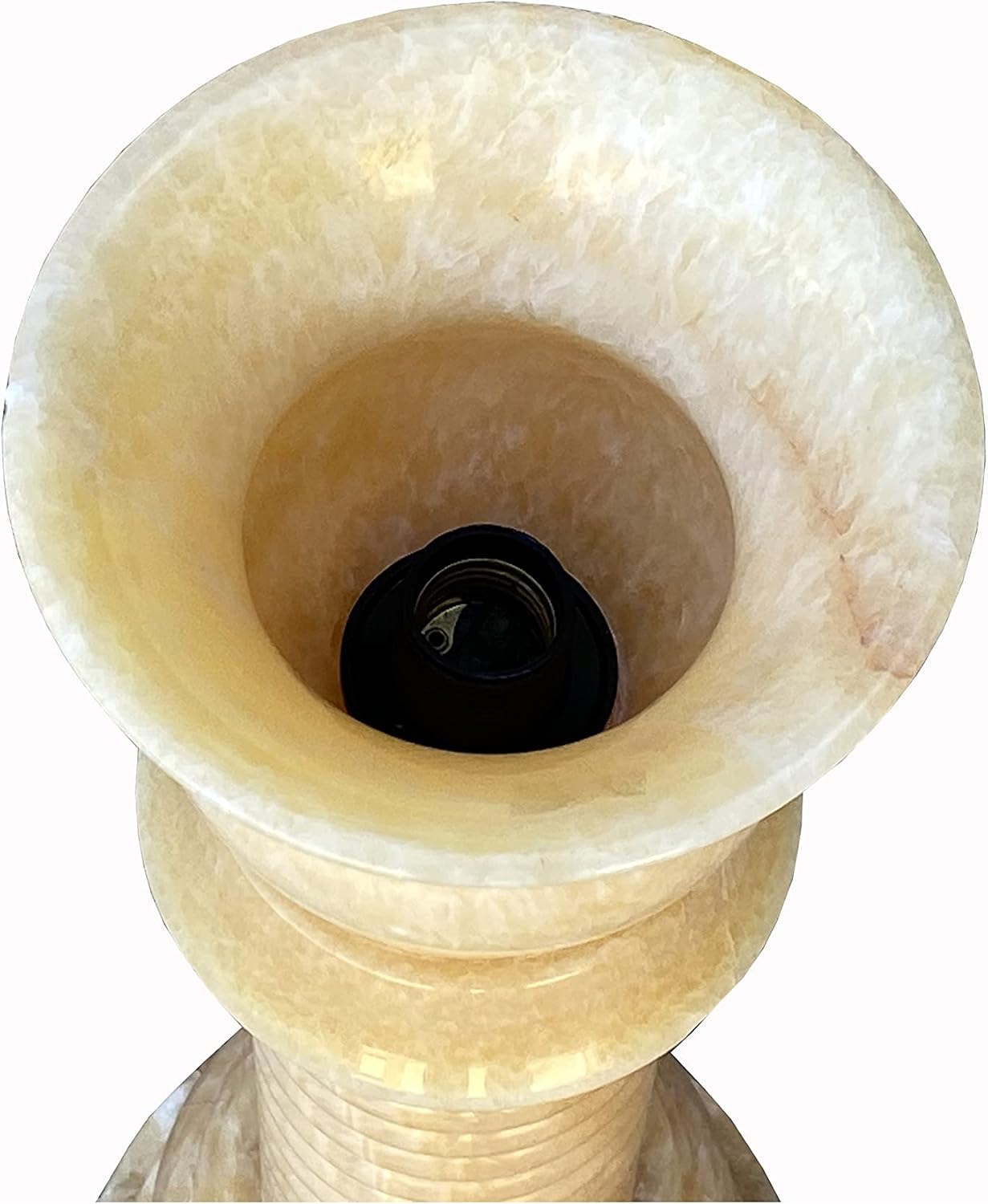 Yellow Color Alabaster Stone Column Floor Lamp Display Aws1852