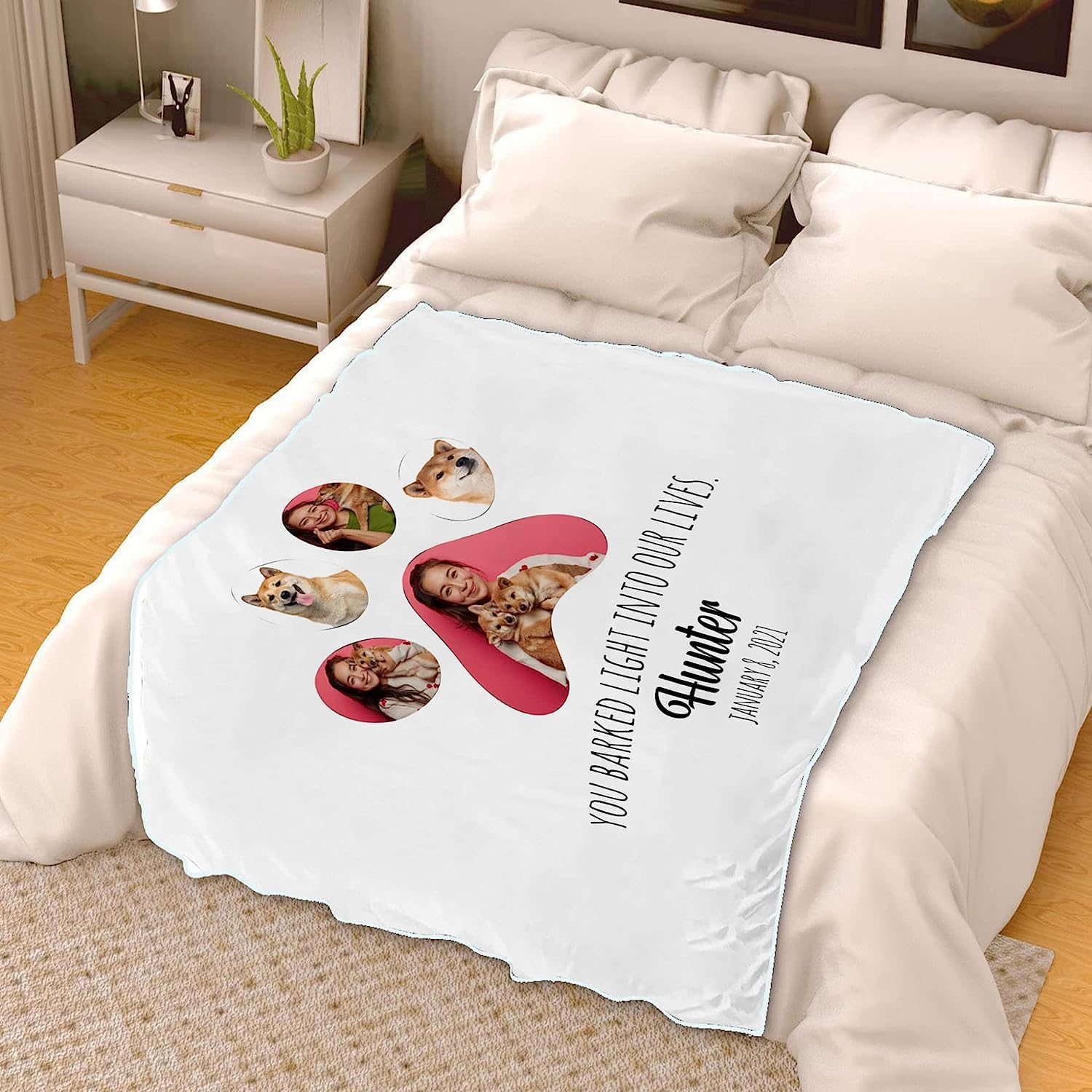 Couverture commémorative personnalisée pour chien avec nom – Couverture en polaire personnalisée avec photo pour chat – Couverture personnalisée avec photos pour amoureux des chiens (couverture