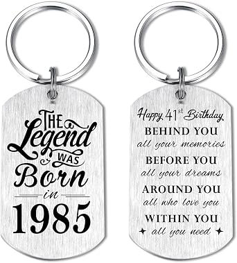 Yobent 41st Birthday Gifts for Men 1985, Happy 41st Birthday Keychain, 41 Year Old Bday Gifts for Women, The Legend was Born in 1985 | 41 Year Old Bday Gifts for Women, The Legend was Born in 1985