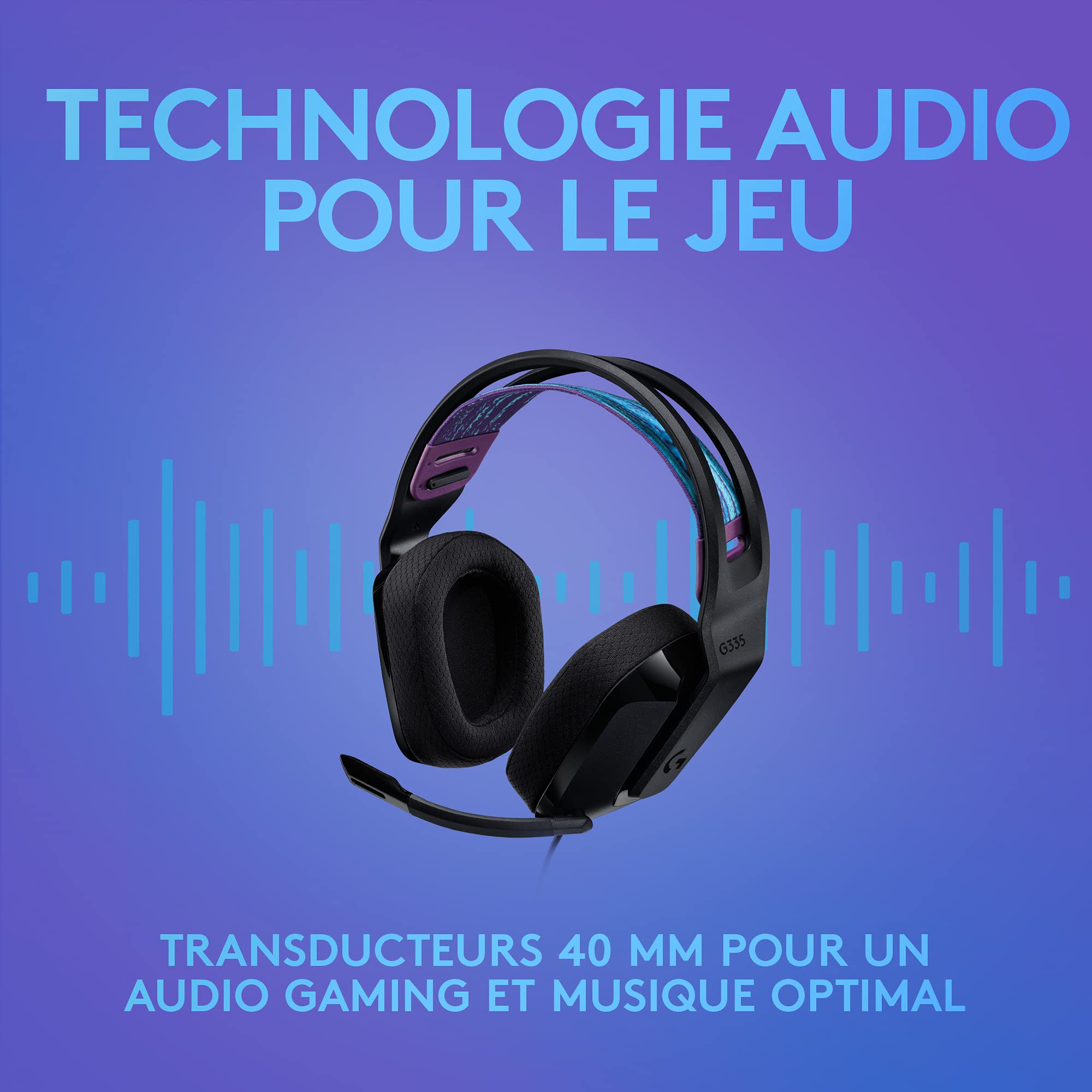 Logitech G G335 Casque Gamer Filaire, avec Micro, Prise Audio 3,5 mm, Ecouteurs Mousse à Mémoire de Forme, Léger, Compatible avec PC, PlayStation, Xbox, Nintendo Switch & Switch 2 - Noir