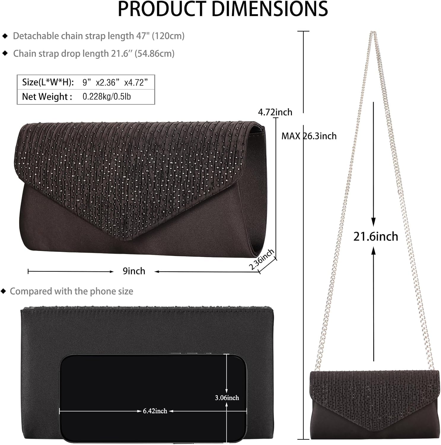 Women Evening Bag Crystal Wedding Clutch Purse Rhinestone Envelope Handbag for Prom Cocktail Party - Image 4