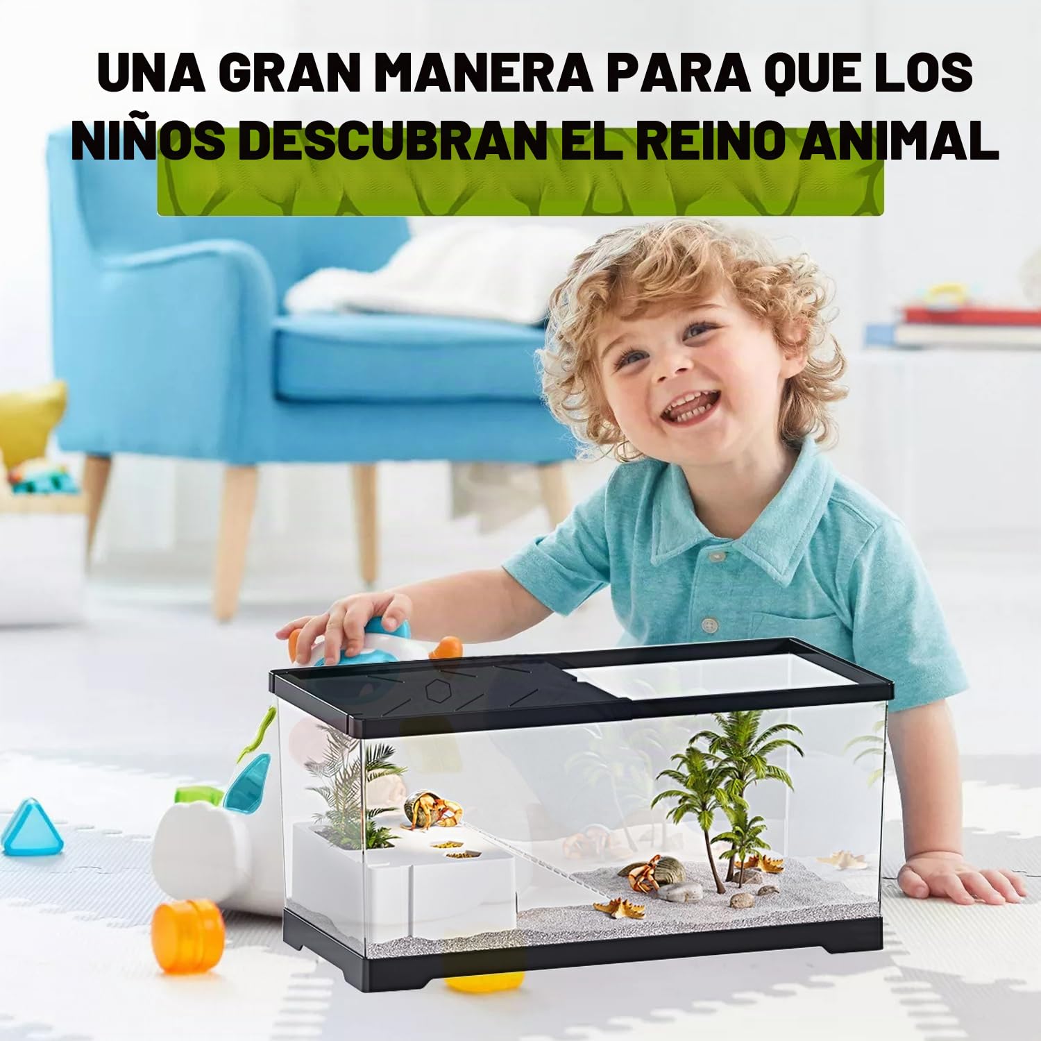 Pecera de Tortuga con Plataforma para Tomar el Sol y Drenaje Inferior, 30 x 18 x 18,5 cm Tanque de Tortugas acuáticas para Tortugas Juveniles, cangrejos de río, cangrejos, Anfibios（Negro）