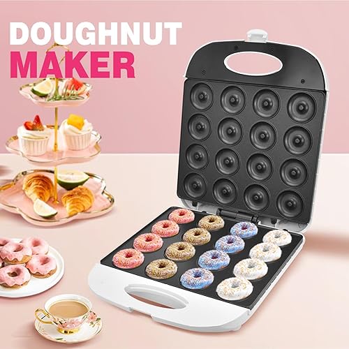 Miniatura 4 de Mini máquina para hacer donas de 1400 W, mini máquina para hacer panqueques de alta potencia, hace 16 donas, máquina de donas eléctrica de gran