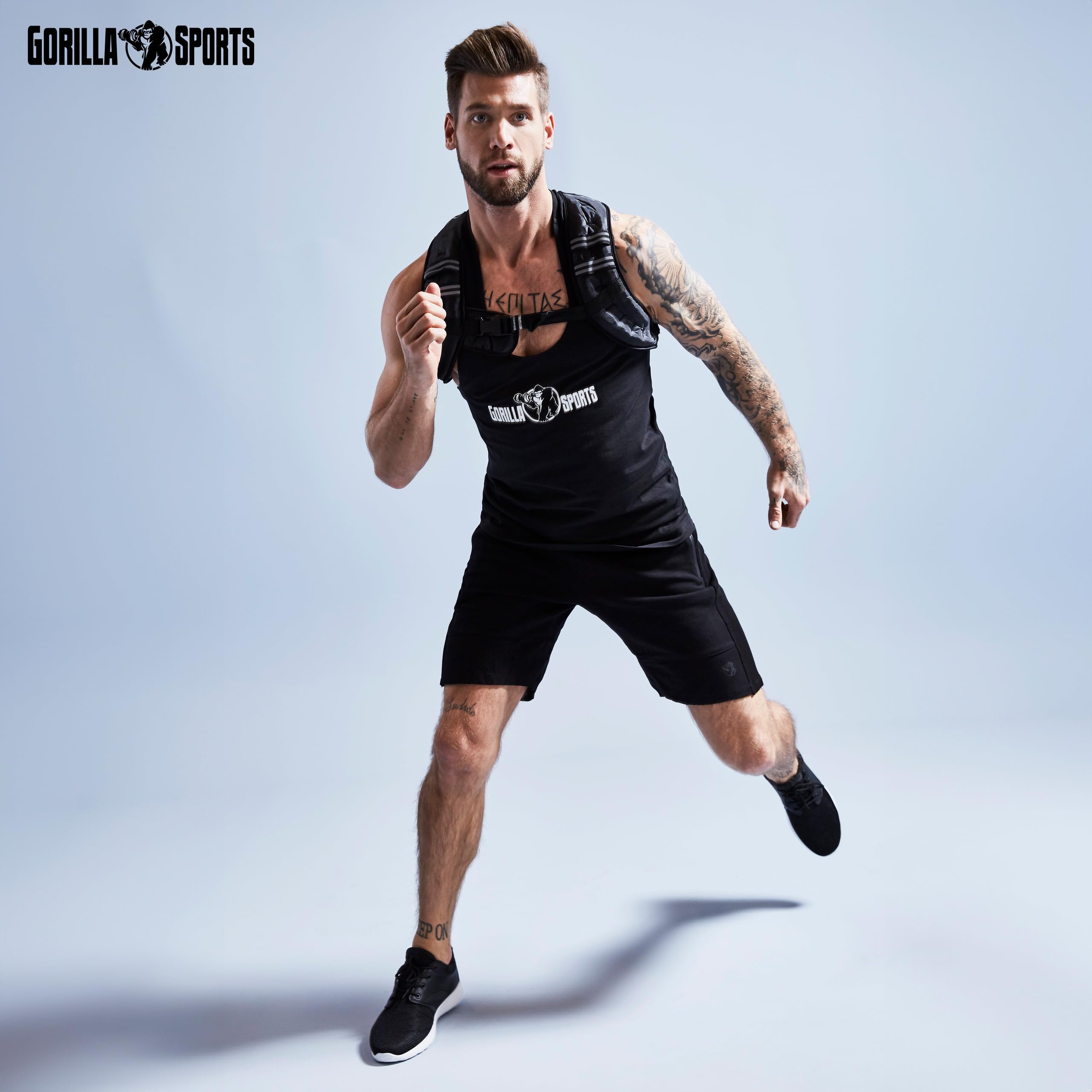 GORILLA SPORTS® Gewichtsweste - 5kg / 8kg / 10kg, mit Gewichten, inkl. Gewichtstaschen, Verstellbar - Trainingsweste, Laufweste, Weight Vest, Warnwesten, Fitnessweste, Weste mit Gewicht, Krafttraining