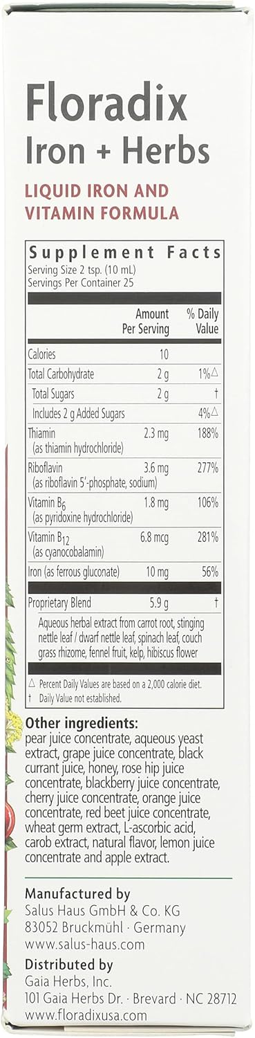 Floradix Floravital Liquid Iron and Vitamin Formula 8.5 fl.oz. - 250 ml. - Made in Germany (3 Pack)