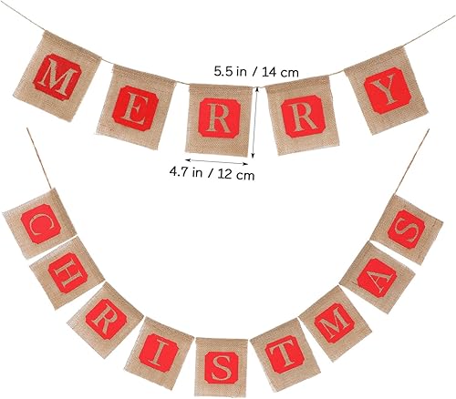 NUOBESTY Pancarta vintage de Navidad de arpillera para chimenea, pancartas de arpillera de yute de Navidad, decoración de árbol de Navidad colgante