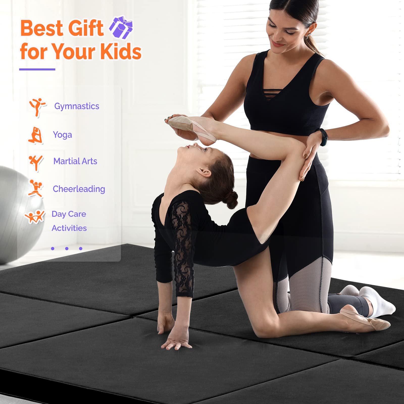 Tappetino Pieghevole Per Aerobica 1.2x2.3m - Extra Spesso, Alta Densità, Per MMA, Stretching E Ginnastica - Foto 10