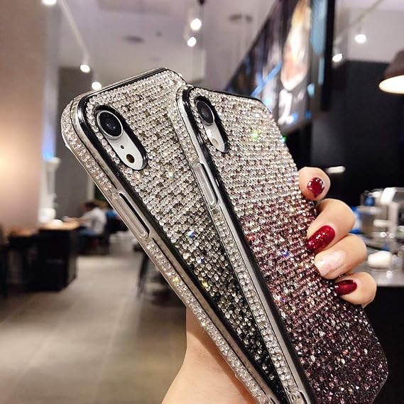 Gradient Bling Case for iPhone 16 with Glitter Sparkle Diamond, Shiny Crystal Rhinestone TPU Bumper Protective Case Cover for iPhone 16 (6.1) - Black