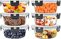 Vista 9 de Paquete de 6 recipientes pequeños de vidrio de 12 onzas para preparación de comidas, recipientes de vidrio para almacenamiento de alimentos