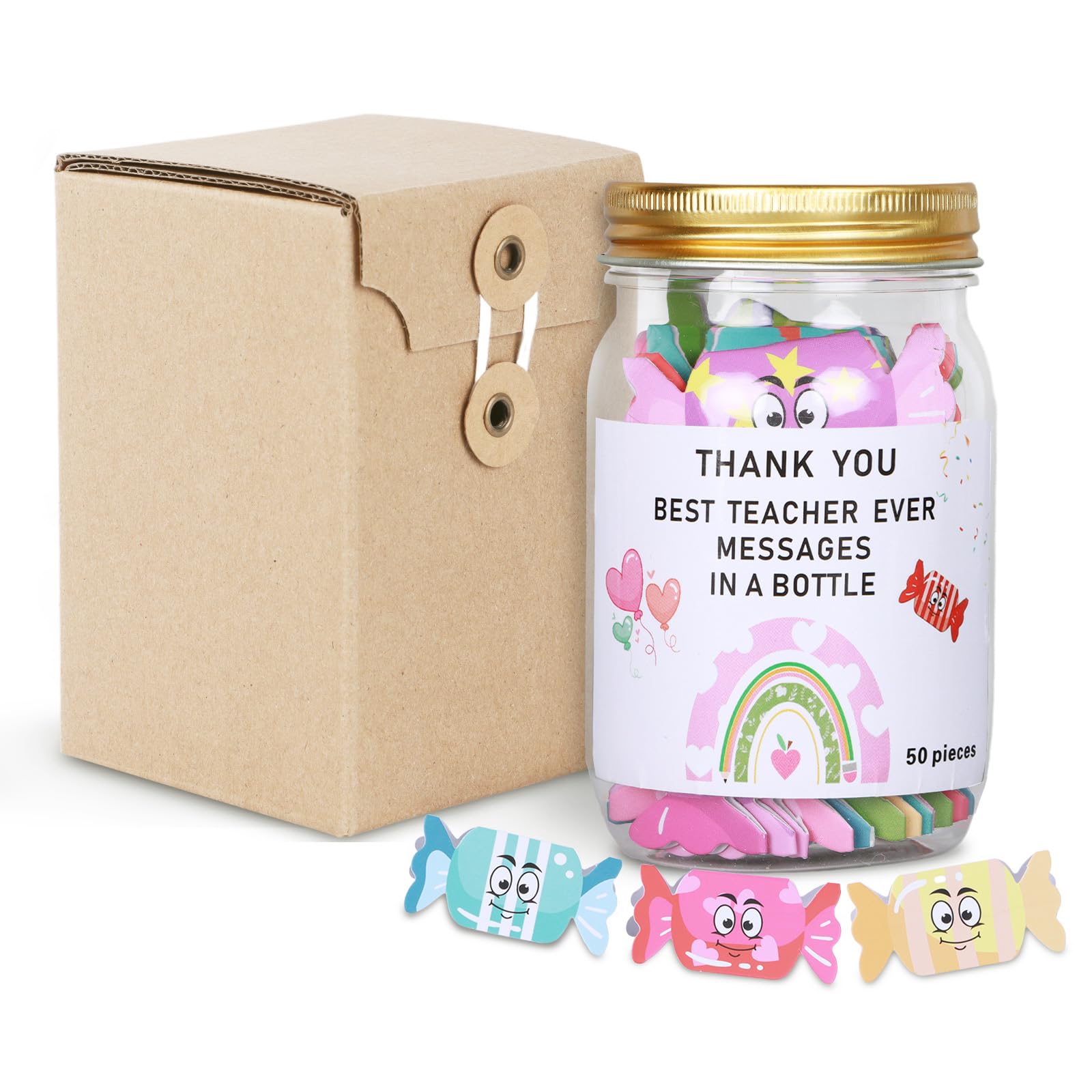 Teacher Gifts Appreciation Messages in a Candy jar – Perfect Graduation, Teacher Appreciation Gifts for Women, Funny Teacher Gifts, teacher gifts for men women