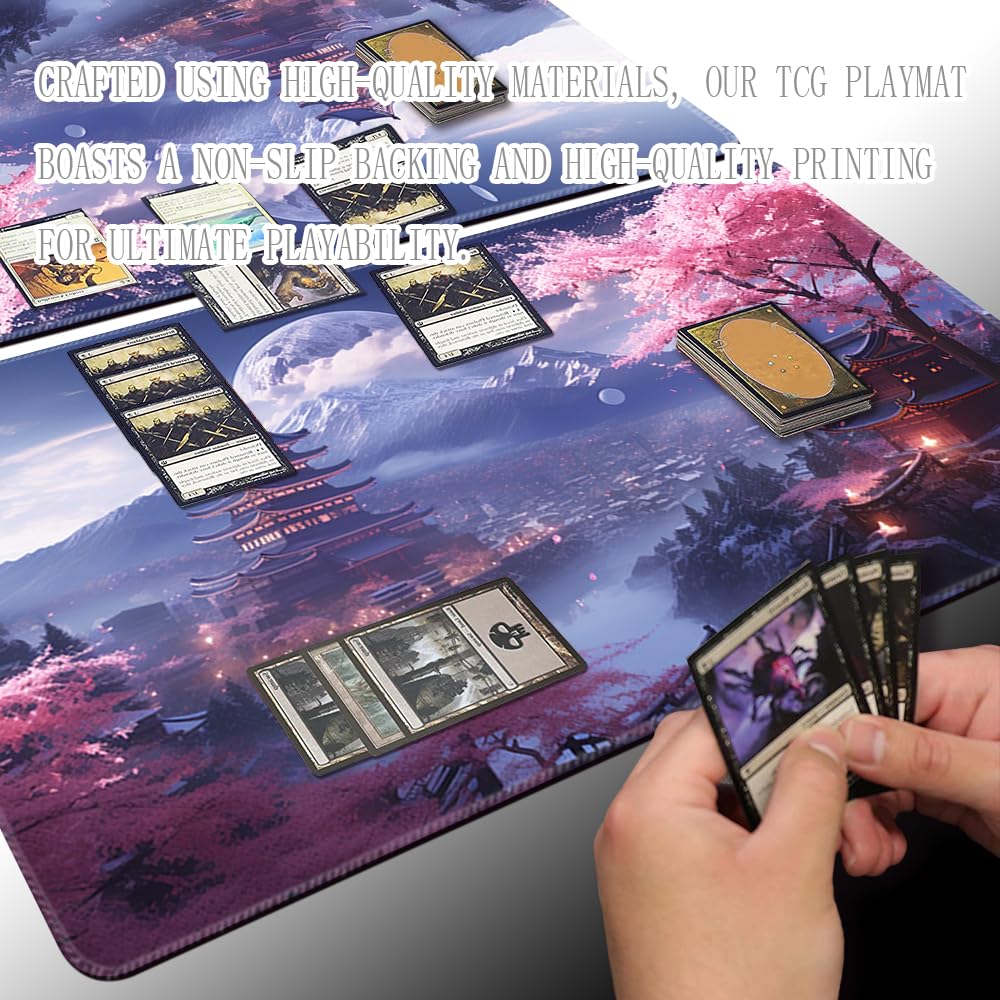 TCGMAT MTG Play Mat with Non-Slip Backing, Ideal for Card Game Lovers (Cherry Blossom Rain, No Deck) - Image 4