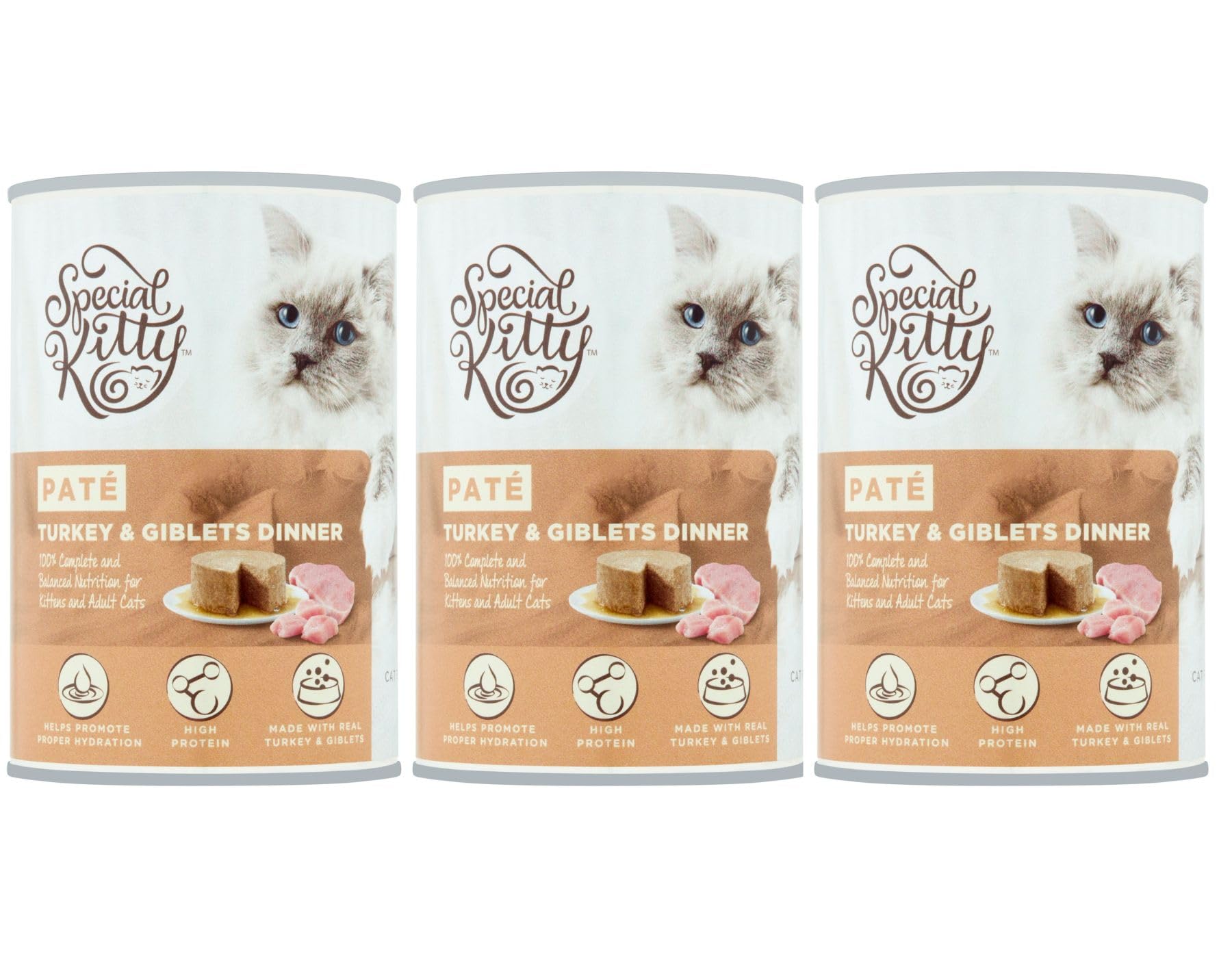 FYNORI (3 Packs) Turkey & Giblets Dinner Pate Wet Cat Food, 22 oz Can, Helps Support Proper Hydration