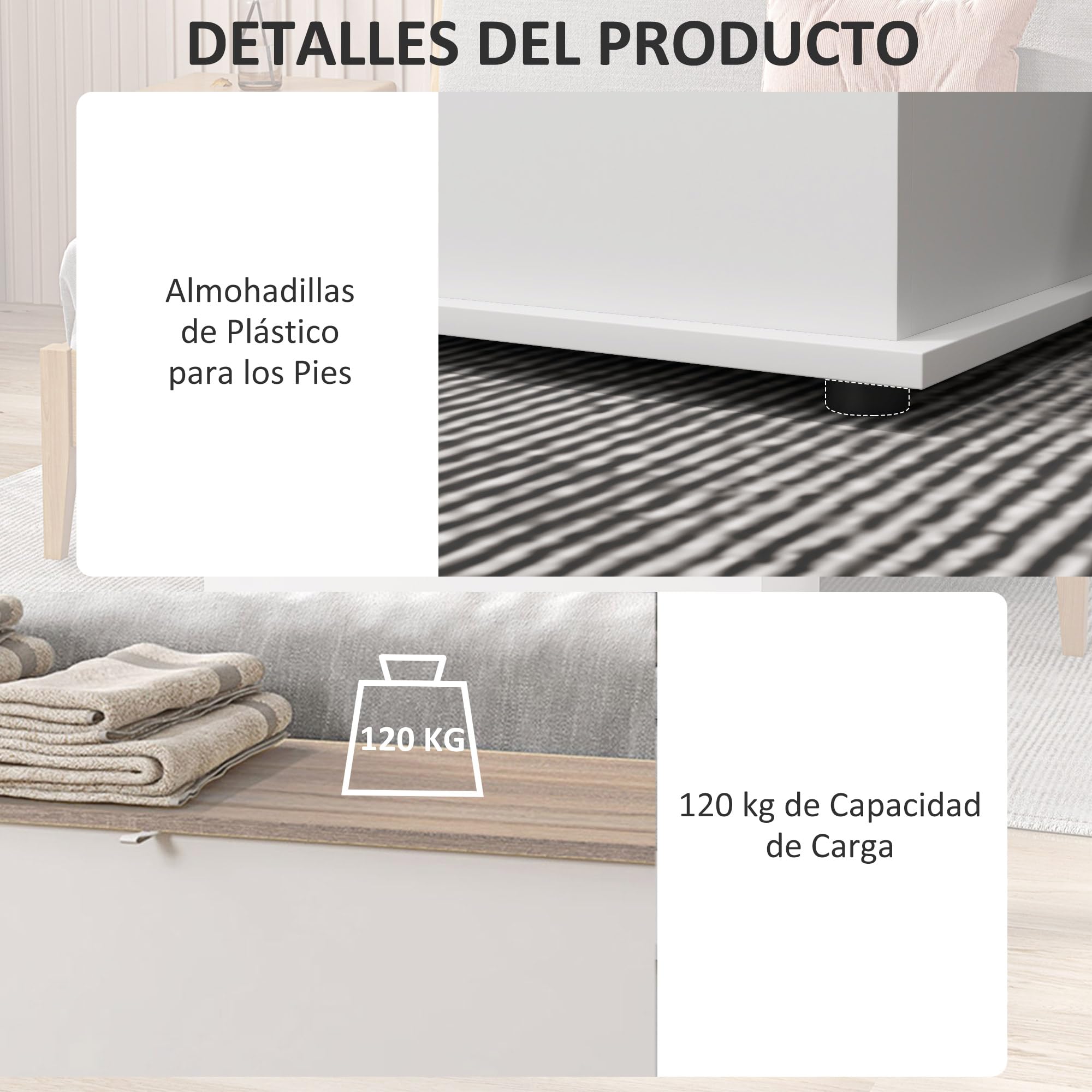 HOMCOM Baúl de Almacenaje, Banco de Almacenaje con Bisagra de Seguridad, Estilo Moderno, para Pasillo, Dormitorio, Salón, 100x40x40 cm, Roble y Blanco