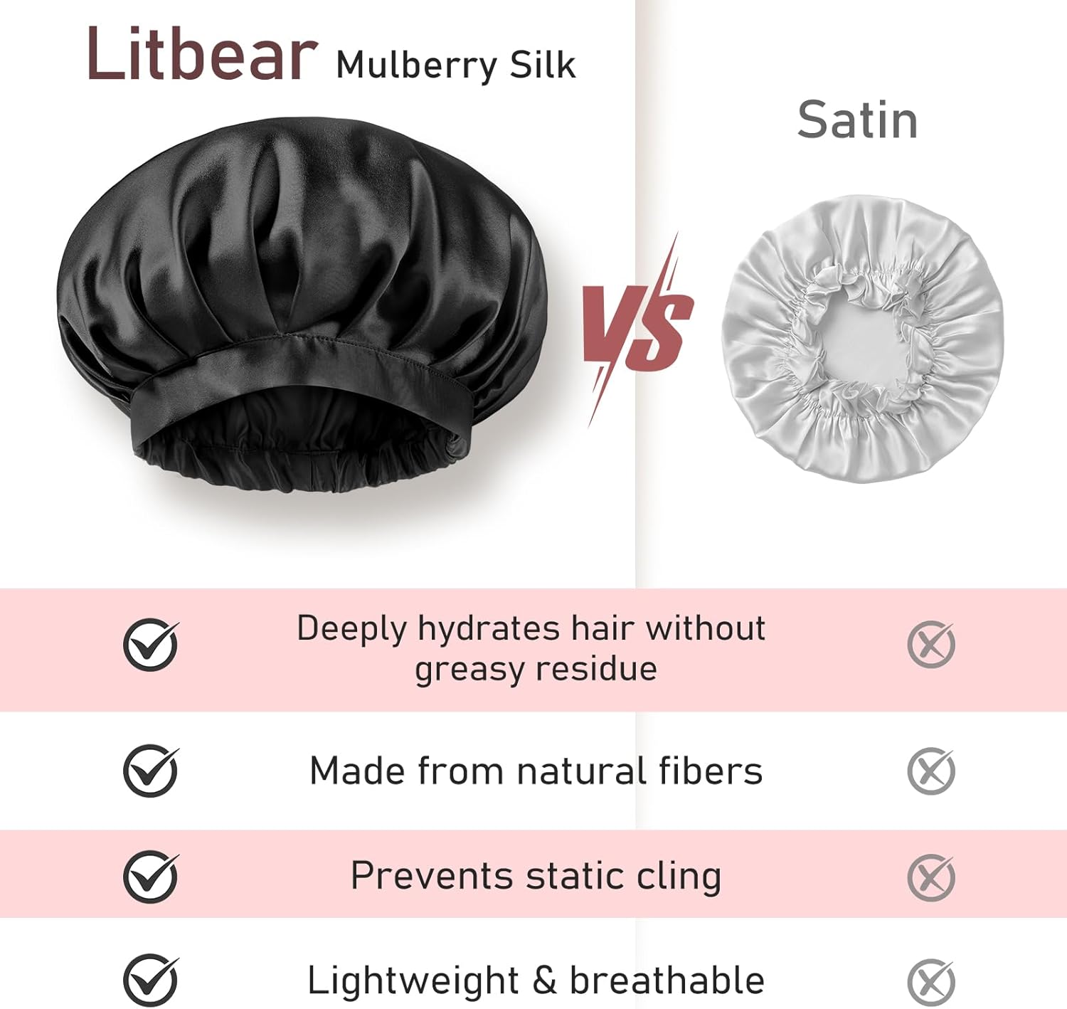 LitBear 100% Mulberry Silk Bonnet for Sleeping Women, 22 Momme Silk Hair Wrap with Elastic Band for Long Short Curly Hair - Image 7