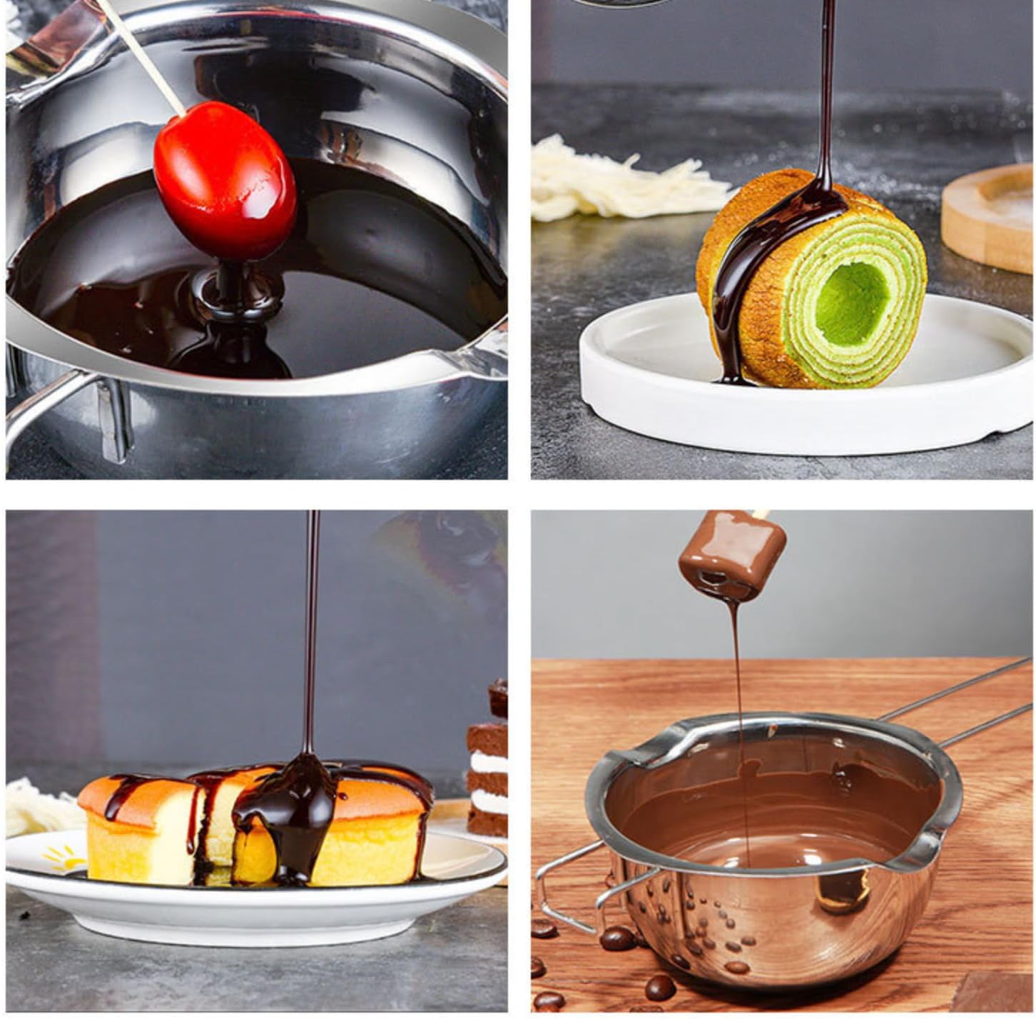 480ML Stainless Steel Double Boiler Universal Melting Pot for Melting Chocolate, Candy, Candle, Soap and Wax(304 Steel)