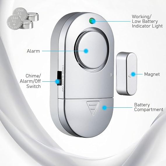 Door Window Alarms, 120DB Door Alarms for Kids Safety, Door Entry Alert with Chime for Home Store Pool, 10 Pack Silvery