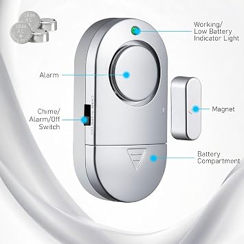 Door Window Alarms, 120DB Door Alarms for Kids Safety, Door Entry Alert with Chime for Home Store Pool, 10 Pack Silvery
