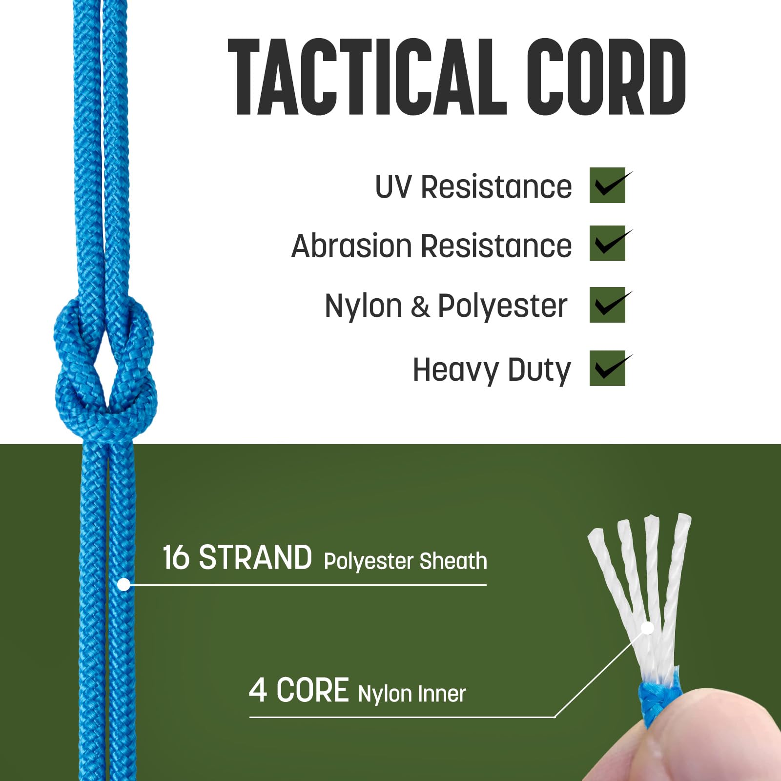 Paracord 2,4mm x 30m Cuerda - 4 Hebras, 275lbs, Nylon & Poliéster, Resistencia a UV & Abrasión - Azul