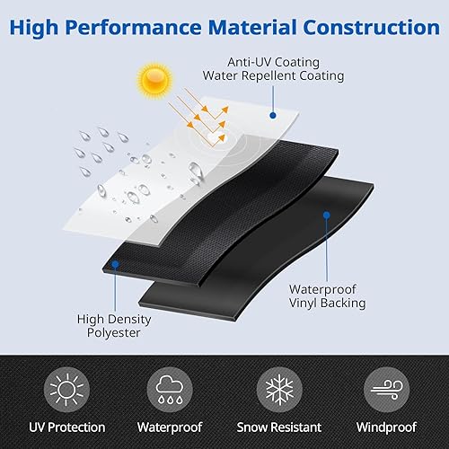 Miniatura 5 de SunPatio Fundas impermeables para muebles de patio, fundas rectangulares para mesas y sillas, juego de muebles de exterior con cordones y costuras