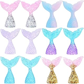 MEMOVAN Mermaid Tail Cake Cupcake Toppers 36pcs Acrylic Mini Mermaid Tail Figurines Mermaid Cake Topper Little Mermaid Cupcake Decorations for Mermaid Under the Sea Birthday Baby Shower Party
