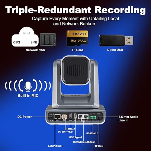 Miniatura 7 de zowietek Cámara PTZ PoE nativa 4K NDI | HX3 (certificada) con zoom óptico 18X, salidas HDMI y SDI simultáneas, RTSP/RTMP (s)/SRT, transmisión en NDI