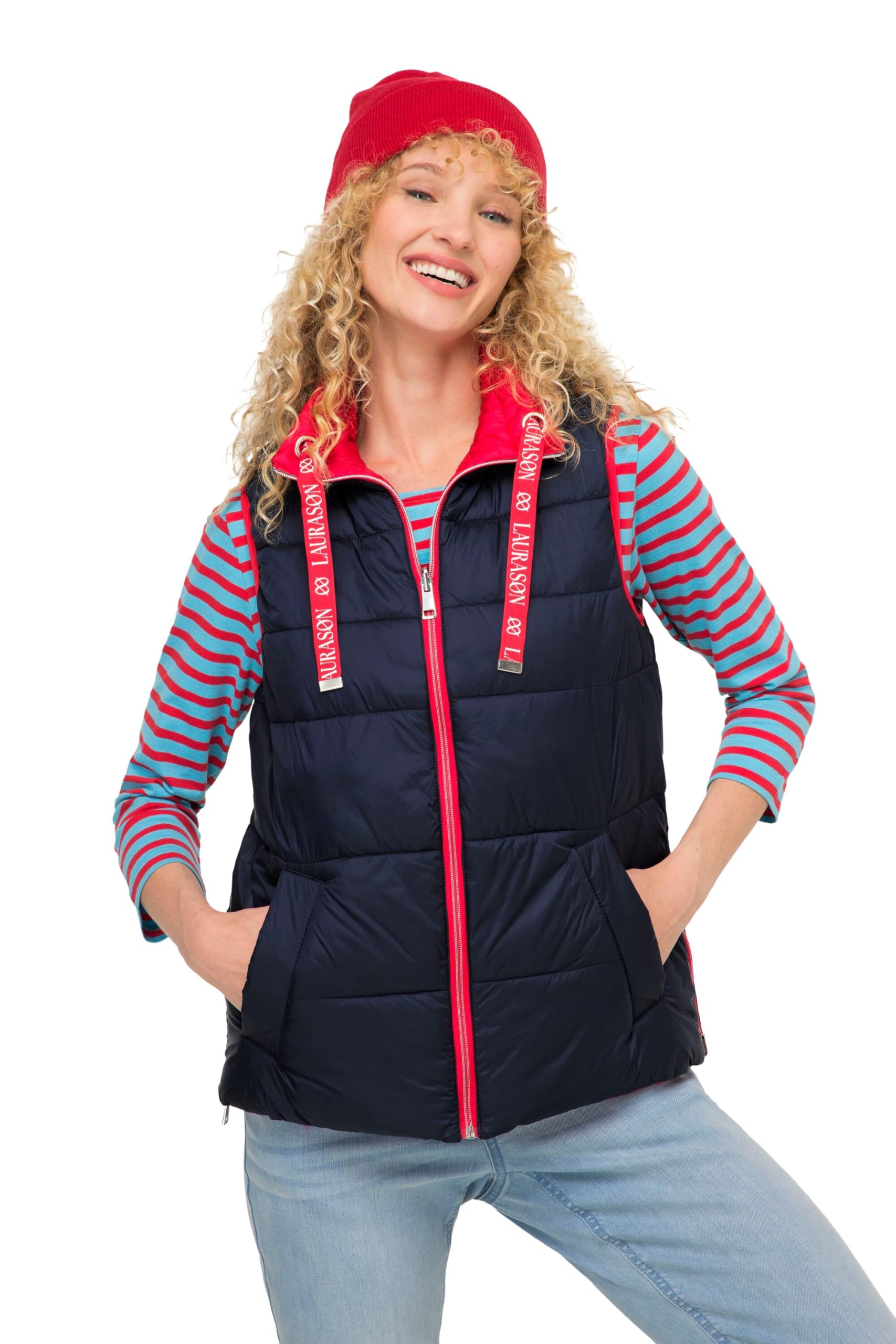 Laurasøn Wende-Weste, Stepp, Stehkragen, Zipper, je 2 Taschen 820849