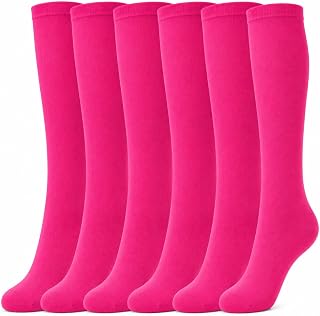 juDanzy 3 Pairs of Boys, Girls and Adult Solid Knee High Uniform Socks for School, Soccer, Football, AFO etc.