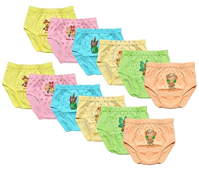 Teri Beri Kids 100% Soft Cotton Briefs Panties for Girls | Baby Girls and Boys Unisex Drawer Inner Wears | Combo Pack of 6 & 12 Pieces