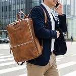 LEATHER VILLAGE Leather Sac à dos pour hommes Slim Professional Business Bag fits 15.6” Travail & Pack de jour voyage avec la courroie de chariot