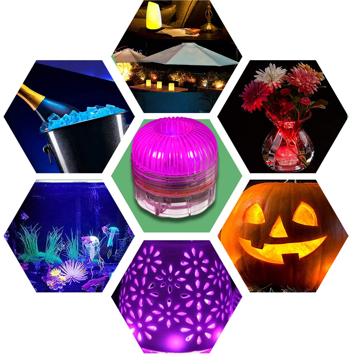 Mini Lampe Led Lumières LED Submersibles - Pack De 6 Avec Télécommande (16 Couleurs) Led Telecommande Sans Fil