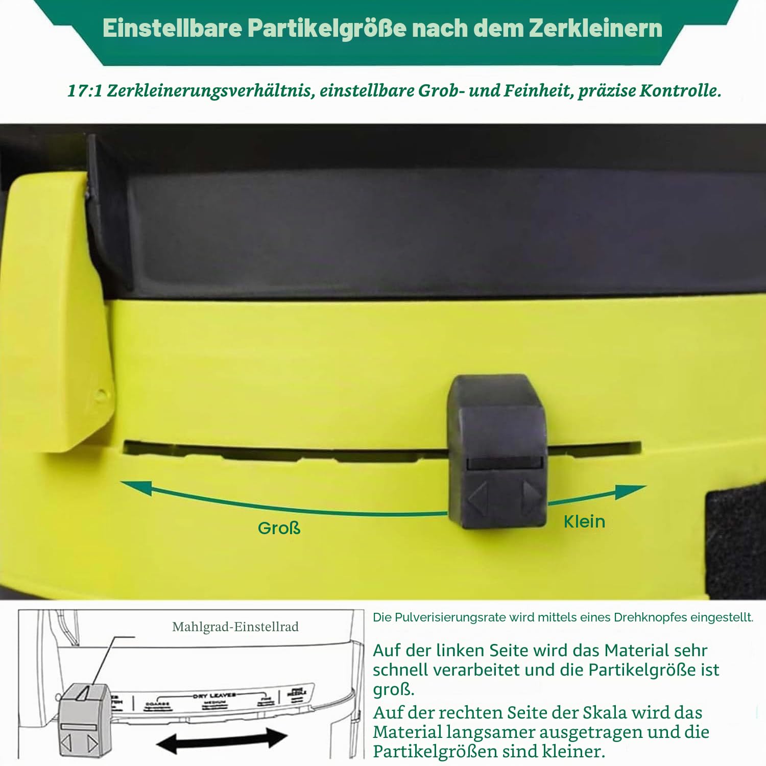 Gartenhäcksler Häcksler Schredder (2500 W,Wartungsarm,Transporträder,überlastsicherung,54cmGroße Trichteröffnung,Fangsack Und Zuführhilfe),noPowercord