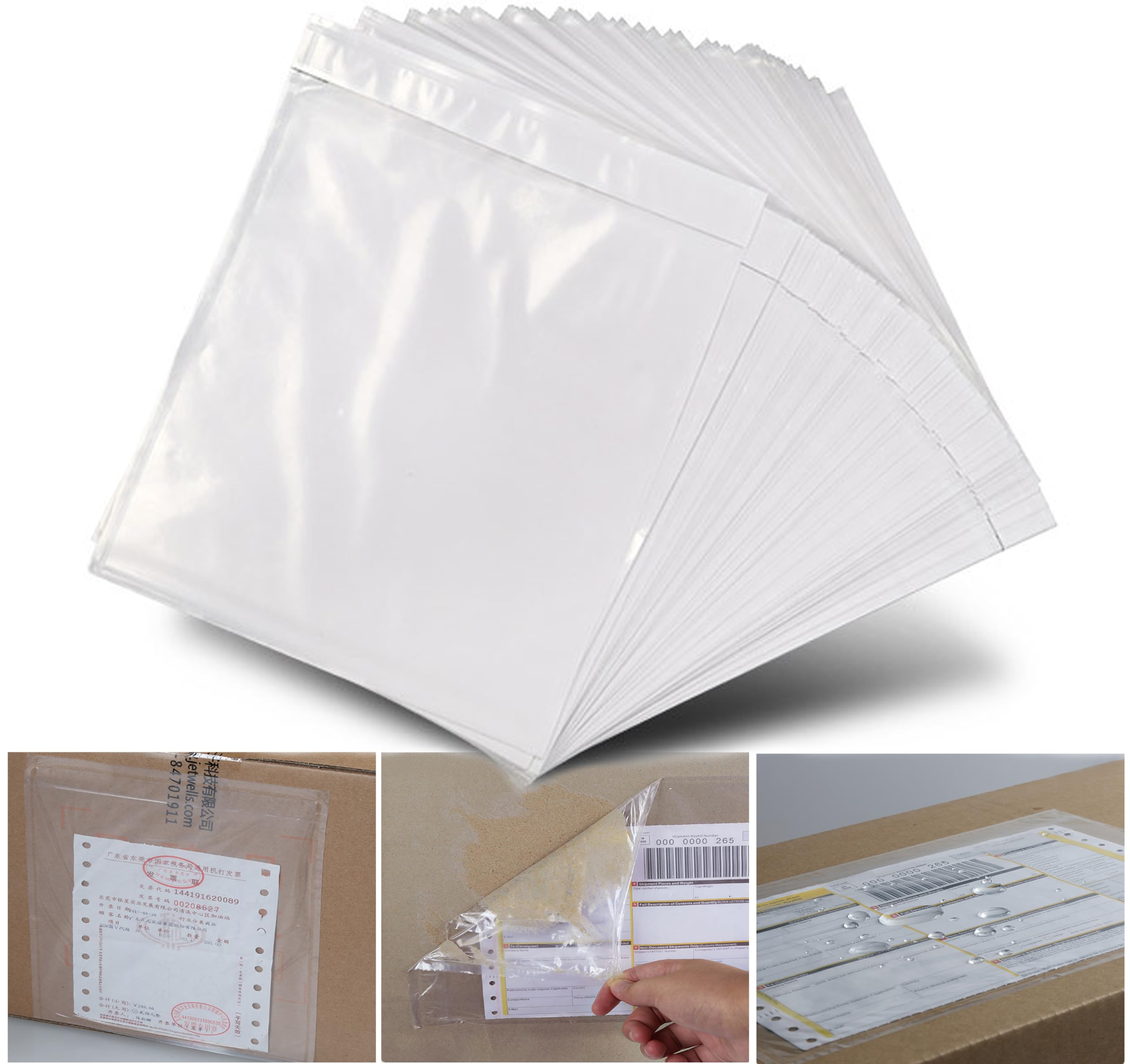 Fundas transparentes para etiquetas de envío de 7 x 5.7 pulgadas – Bolsas de embalaje con adhesivo fuerte – Sobres impermeables pa