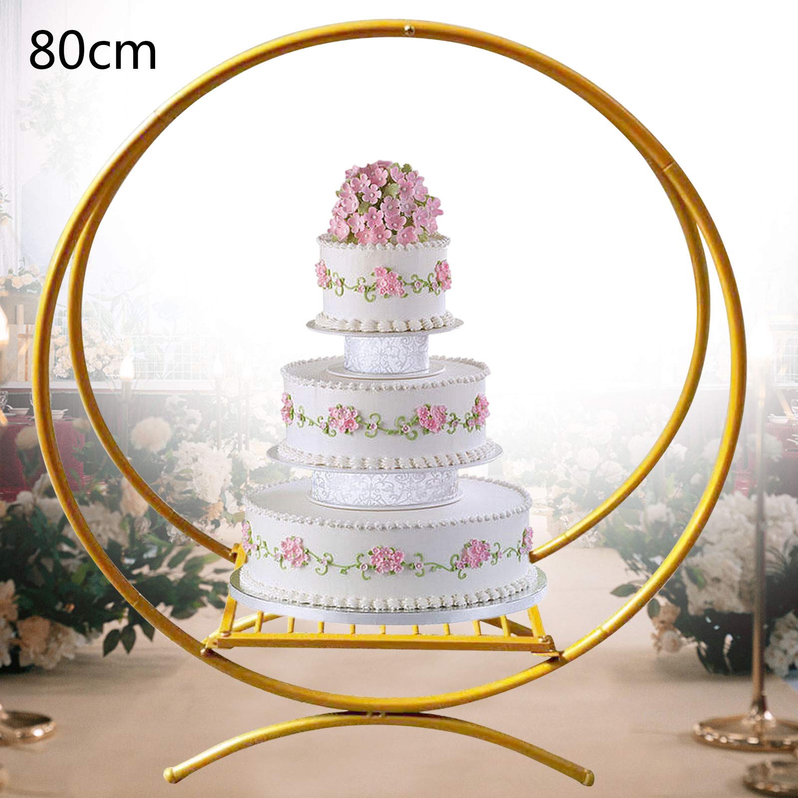 Hochzeitsbogen Tortenständer,Blumenstände Runde Ballon Bogen Hochzeitstorte Hochzeitsdekorationen Metall Rund, Traubogen Hochze Hochzeit Tortenständer Kuchenständer,für Hochzeit Deco,gold,80 * 88cm