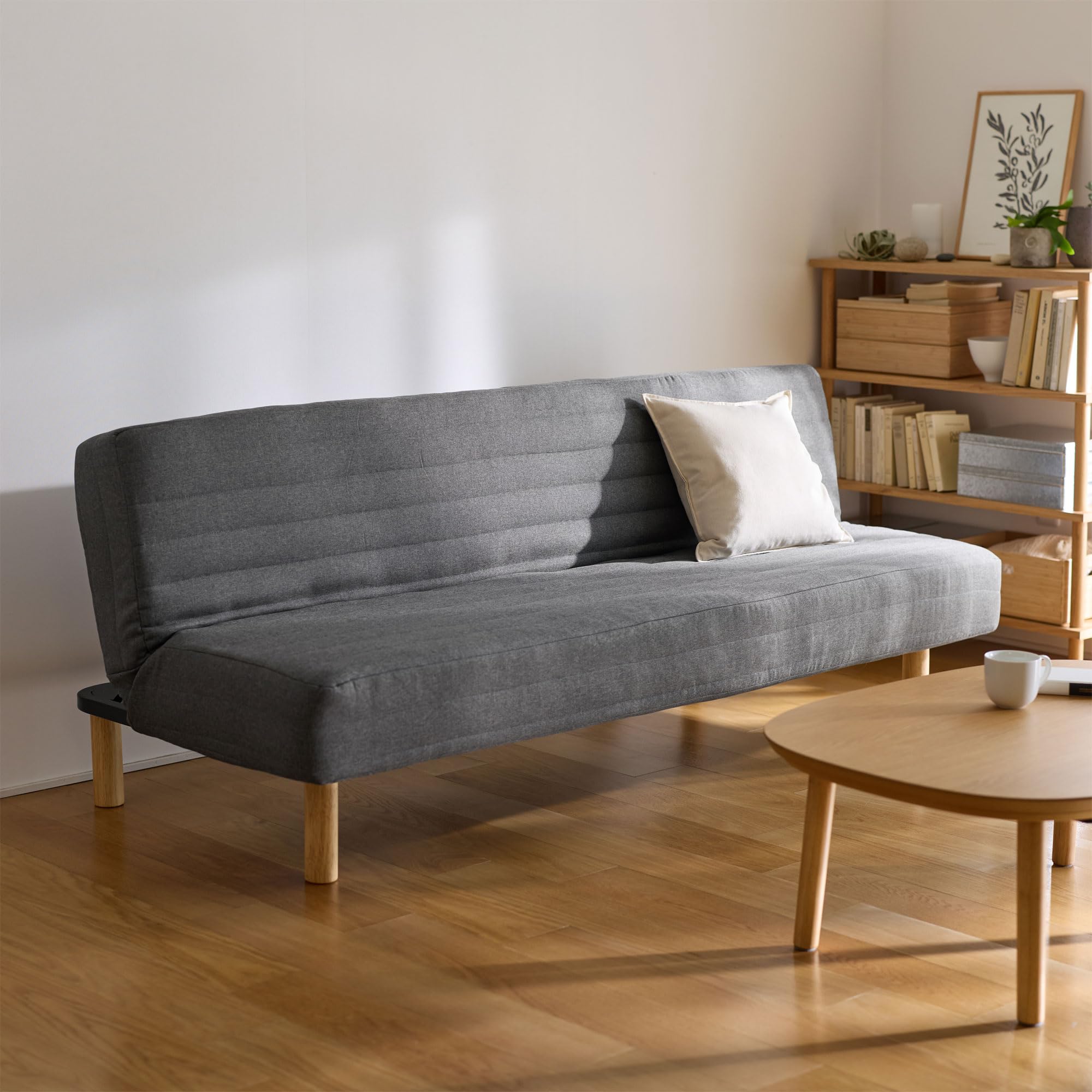 【極美品/送料込】無印良品　リクライニングソファベッド　木製脚 Amazon｜無印良品 リクライニングソファベッド 幅98×奥行198×高さ23cm
