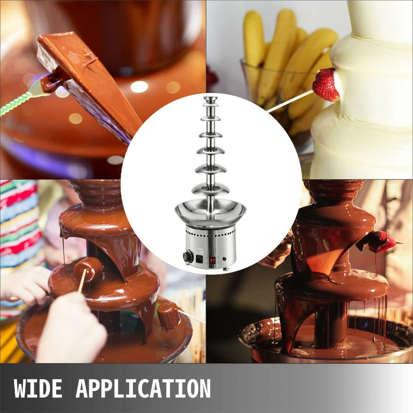 Fontana Di Cioccolato Commerciale, 4-6tier Fontana Di Cioccolato Fonduta Macchina Fontana Di Cioccolato Commerciale In Acciaio Inossidabile 3l Per Attrezzatura Da Buffet Di Matrimoni Per Feste,5Tiers