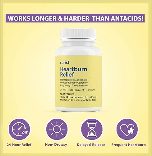 Miniatura 2 de Curist Esomeprazol - Cápsulas de 20 mg de liberación retardada, 84 unidades, medicamento para el reflujo ácido para aliviar la acidez estomacal, dos