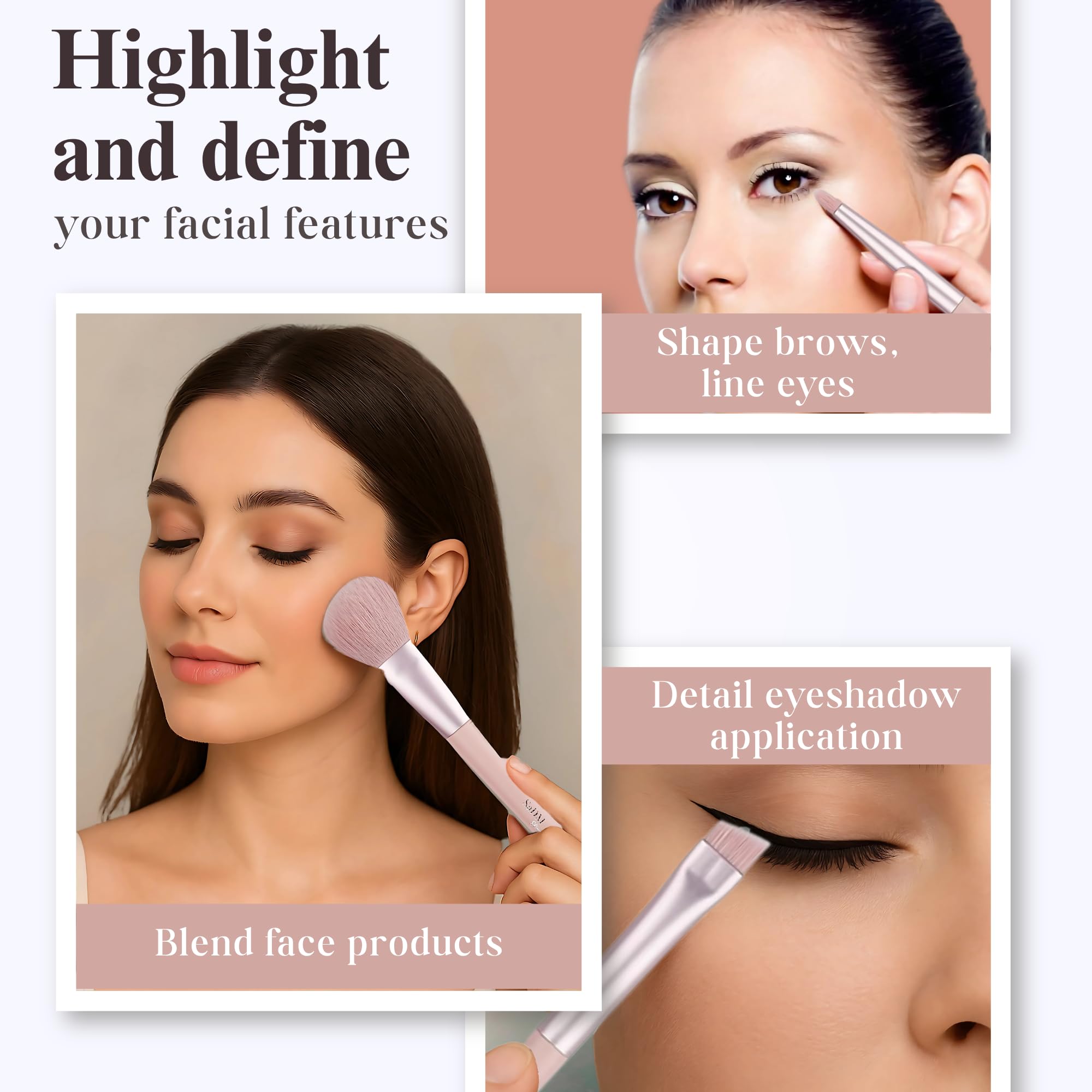 Makeup Brush Set (11 Pieces), Includes Foundation, Powder, Concealers, Highlighter, Contour - Image 4