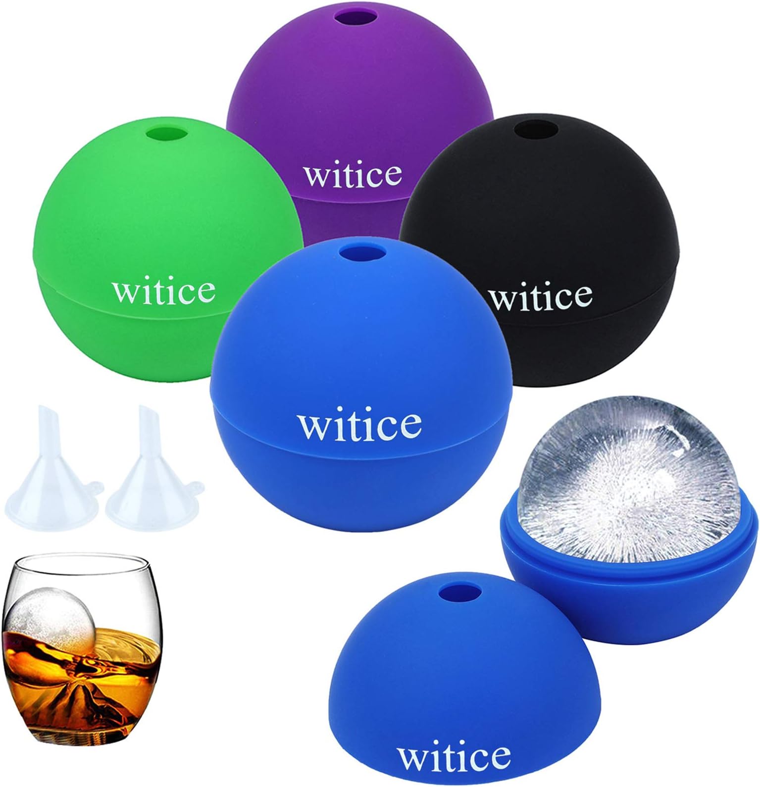 Ice Ball Mold(4-Pack) -Whiskey Ice Ball Maker,Makes 2.5 Inch Ice Balls,Food Grade and BPA Free (mix color)