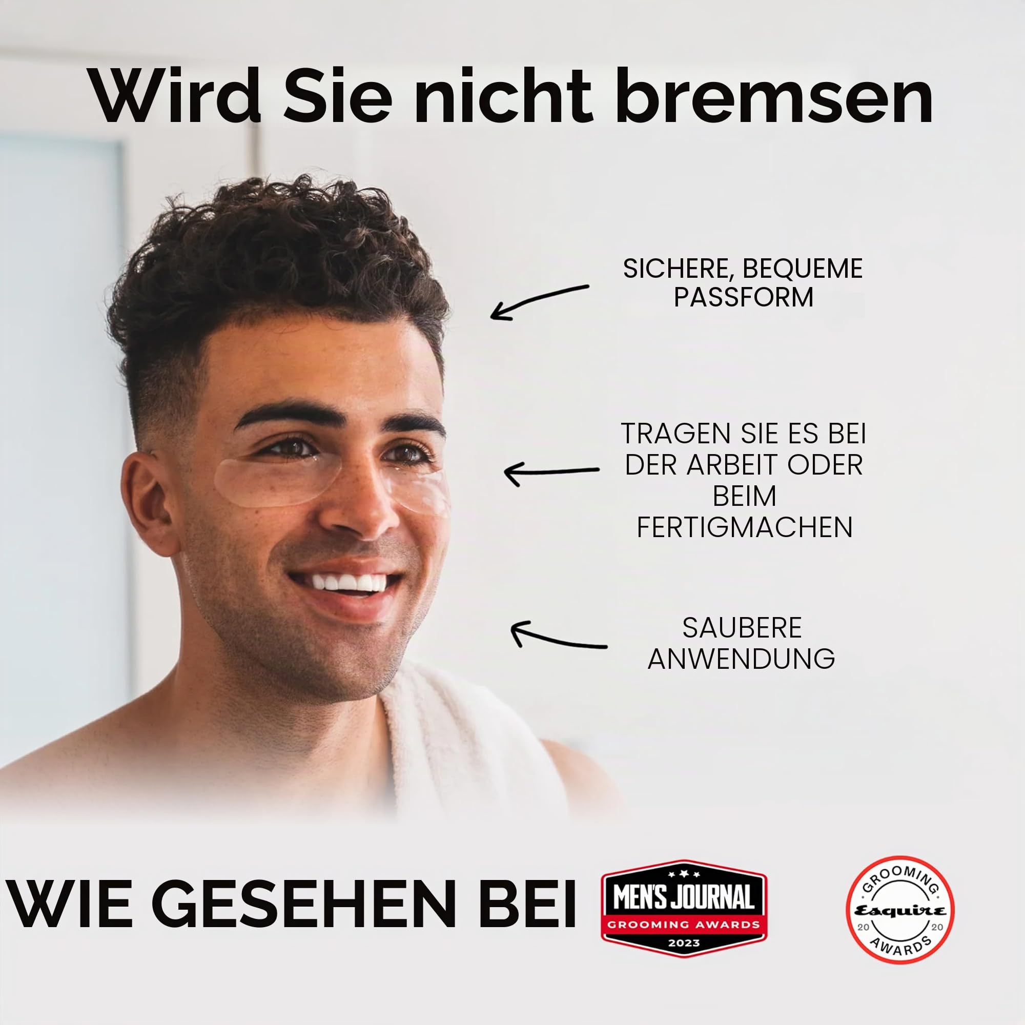 BRO MASK Gel-Pads unter den Augen: kühlende Augenklappen für Augenringe und Schwellungen, Anti-Aging-Hydrogel-Augenklappen-Set mit Bakuchiol, grünem Tee, Hyaluronsäure, Koffein, Niacinamid/Vitamin B3