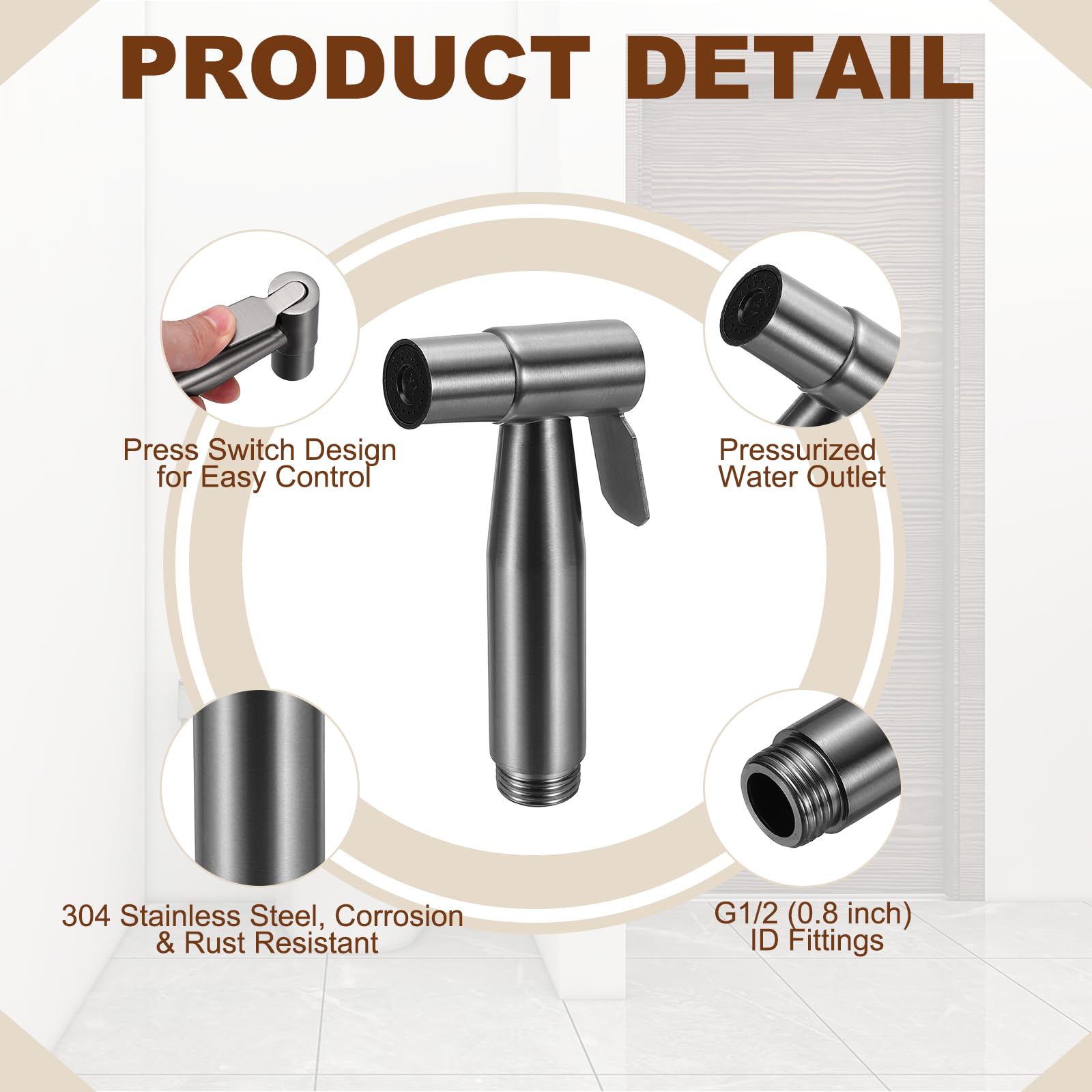 METALLIXITY Nebulizzatore portatile per bidet con supporto per G1/2 3,5"