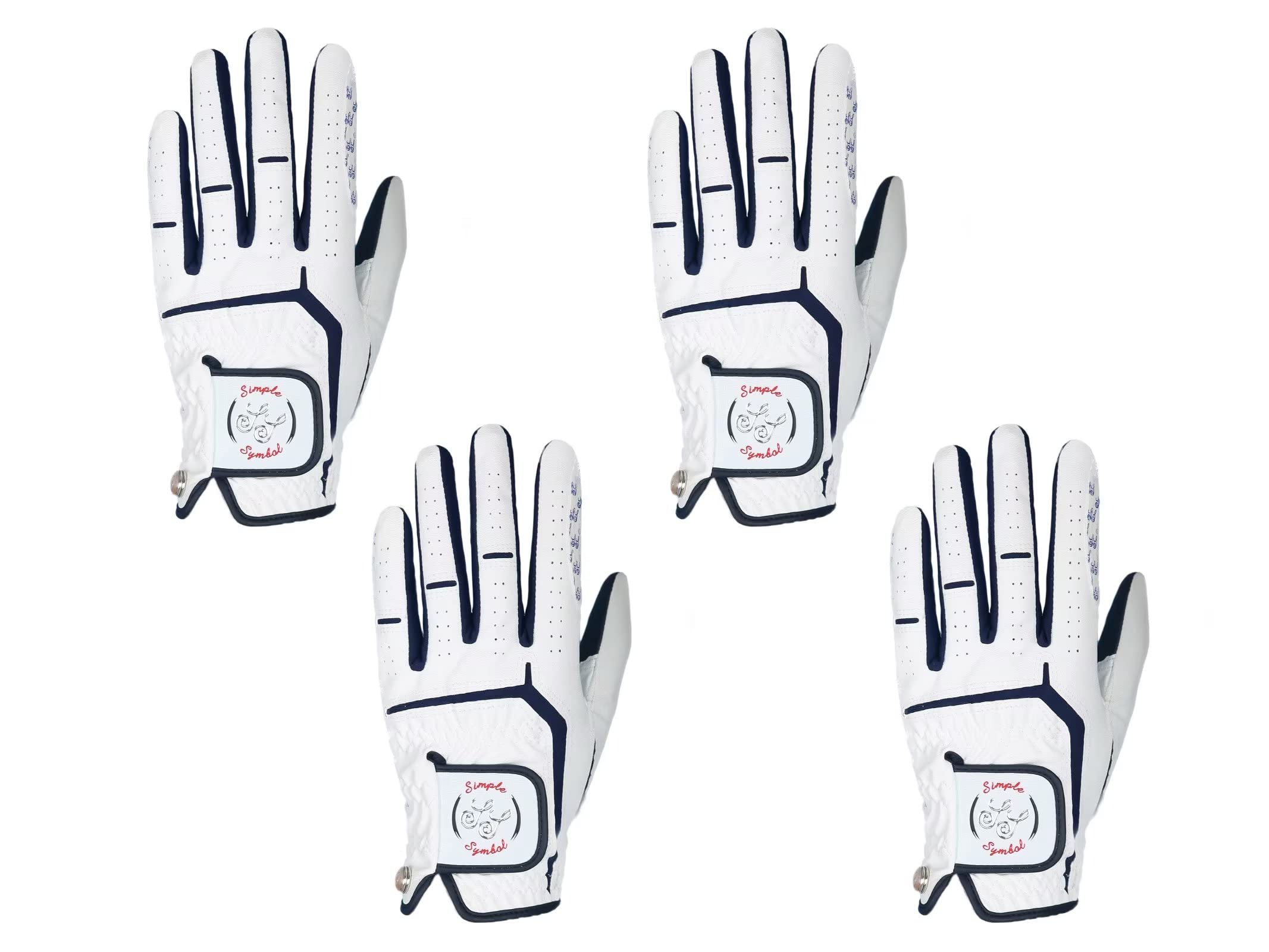 Men's Golf Glove Premium Synthetic Leather,Stable Grip,Four Pack Value Left Hand Right Hand（Left is Wear on Left Hand,Right is Wear on Right Hand）