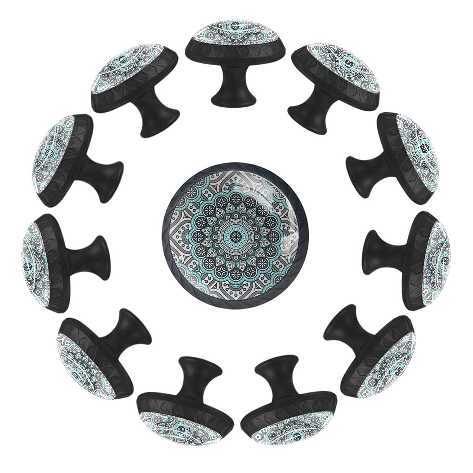 Boutons de tiroir ronds mandala gris poignée meuble commode chambre enfant 35 mm