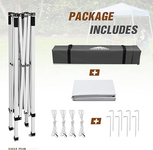 Vista 53 de EAGLE PEAK Tienda de campaña desplegable de pierna inclinada de 8 x 8 pulgadas, fácil instalación para una persona, toldo de playa al aire libre