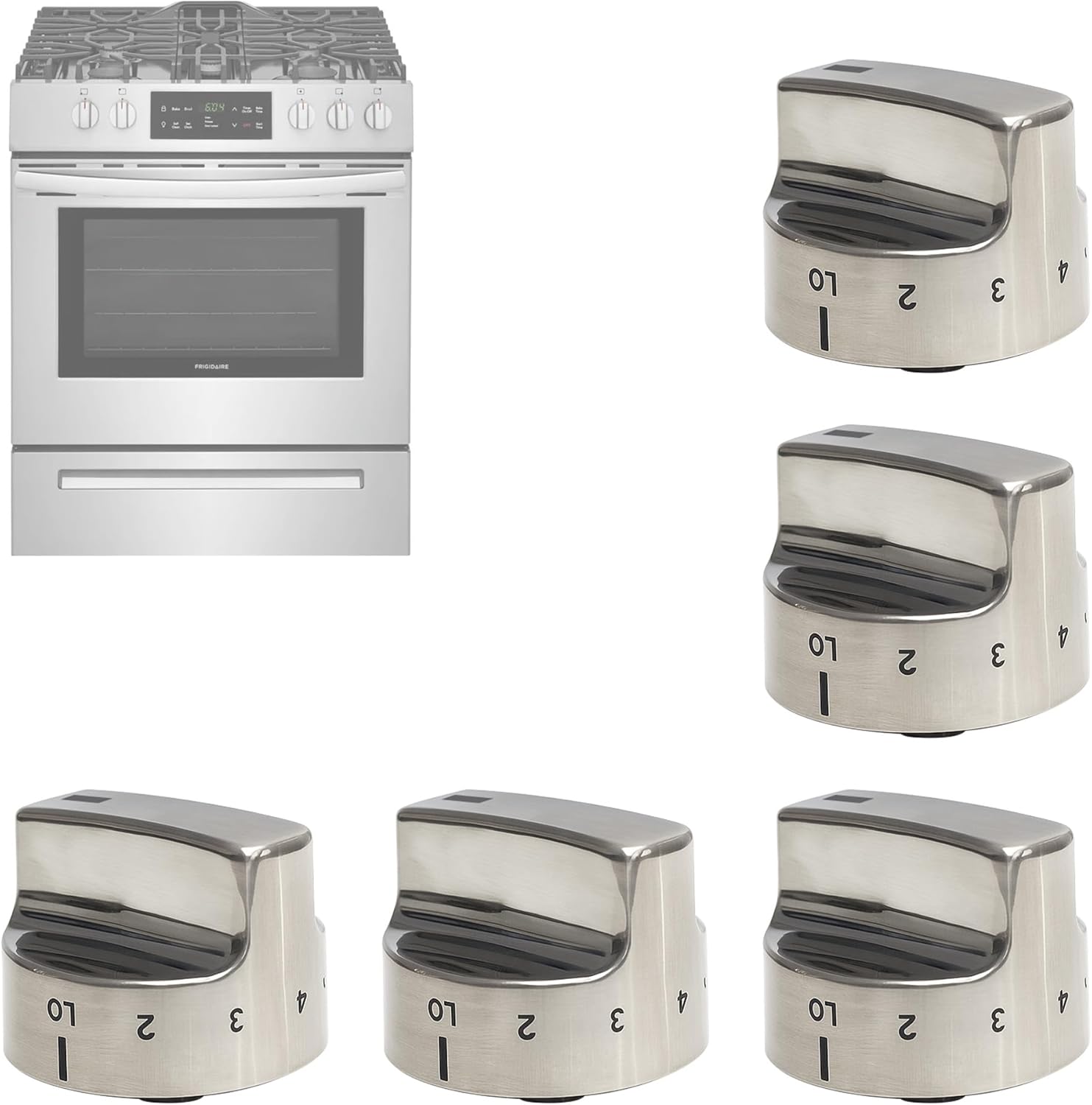 318282310 Gas Stove Burner Knob Replaces (5 Pack) - Compatible with Frigidaire Range/Oven/Cooktop,Kenmore Stove knobs Replacements AP3774164 1062940 AH979119 EA979119 PS979119