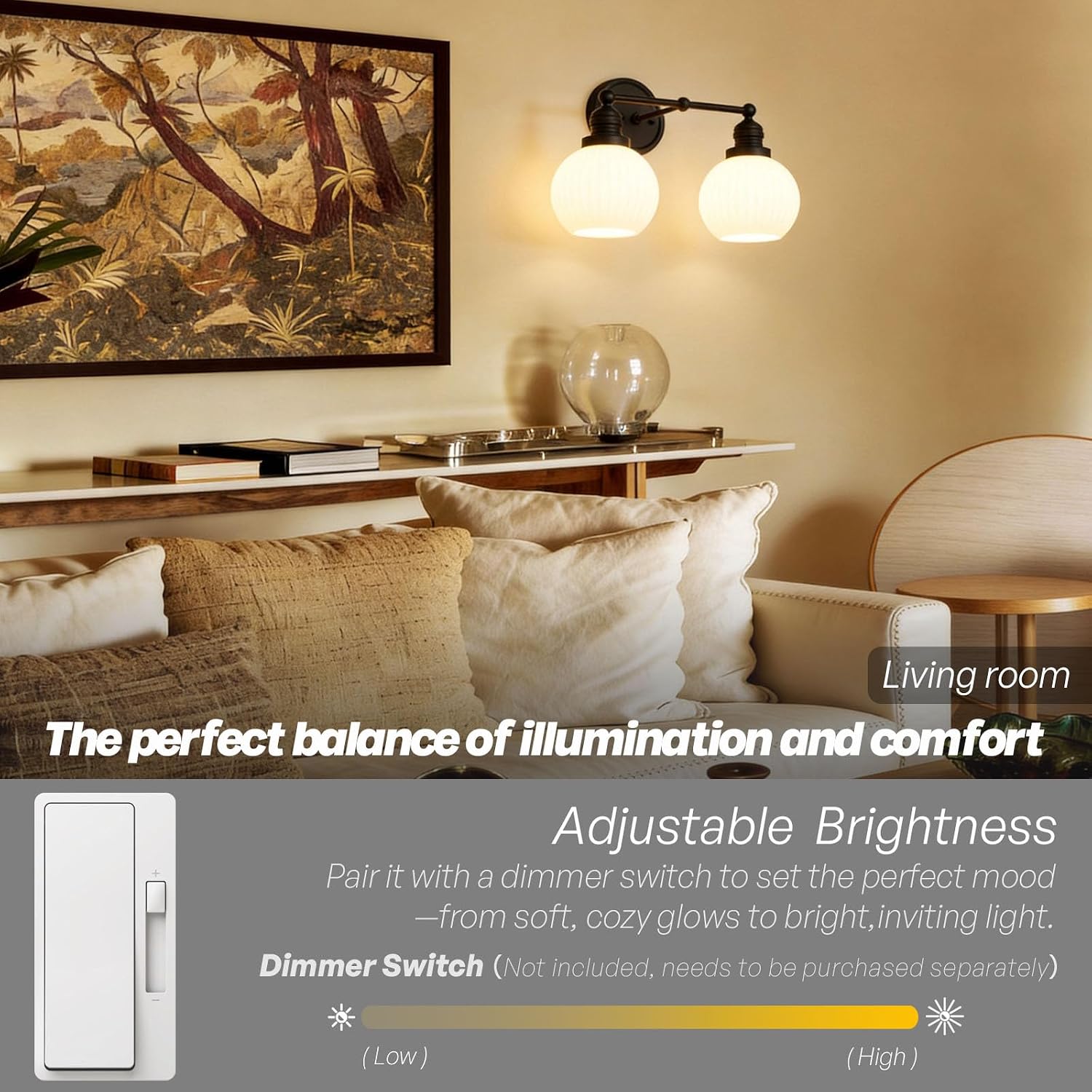 2-Light Farmhouse Black Wall Sconce Milk White Glass Vanity Light Hardwired Black Wall Mounted Double Arm for Bathroom Mirror to Elevate Decor & Refresh Older Home’s Look E26
