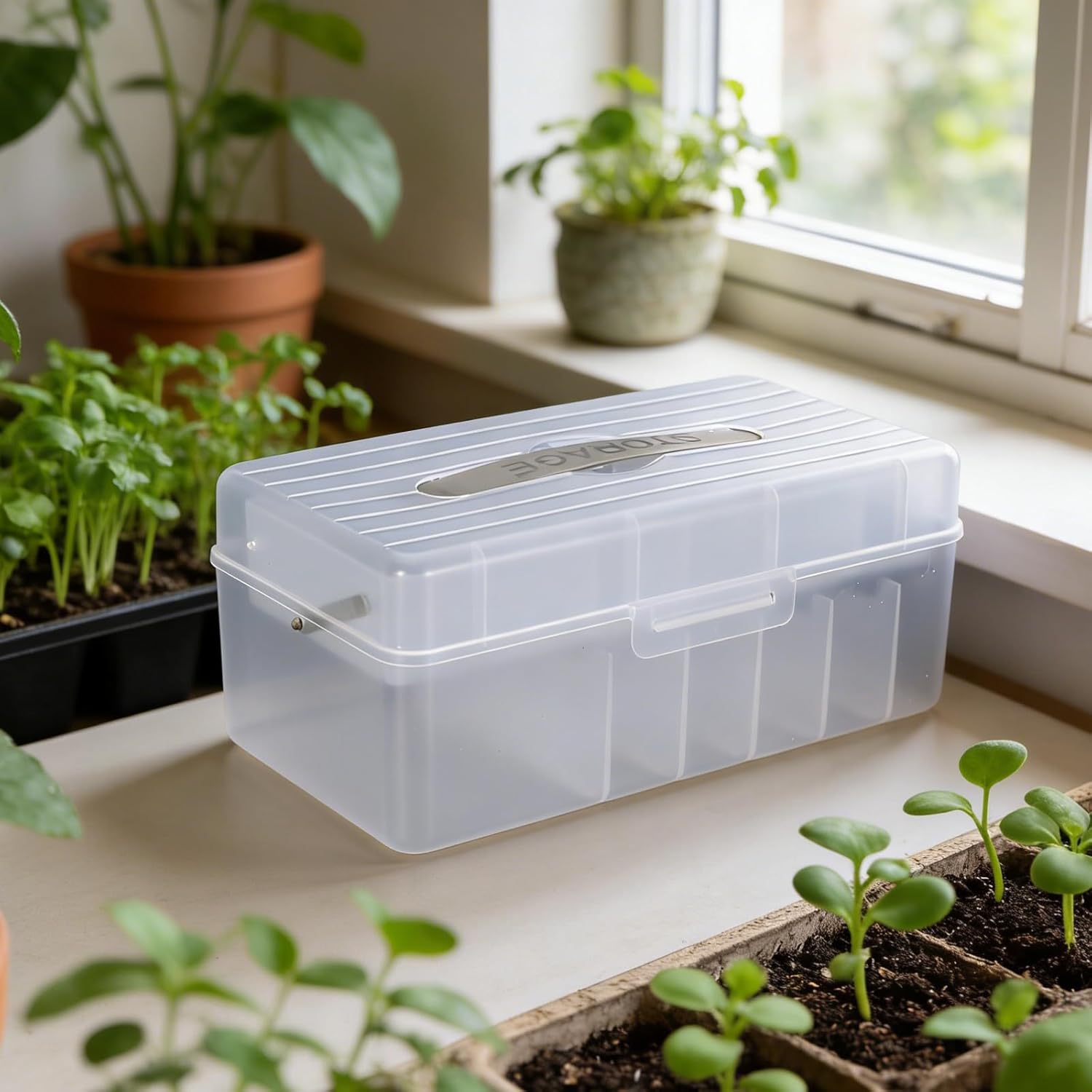 32 Slots Seed Storage Box Organizer with Label Sticker and 2 Tweezers,Portable Garden Seed Saving kit, Packet Organizer for Plant, Flower,Vegetable Seeds - Image 4